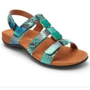 Vionic Turquoise Faux Snakeskin Amber Sandals